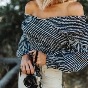 Chic Striped Off-Shoulder Top